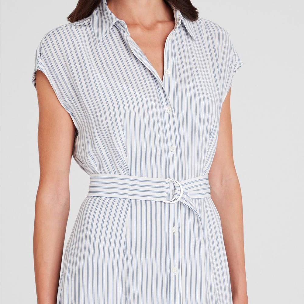 Club Monaco Striped Handkerchief Hem Shirt Dress - Picture 3 of 7